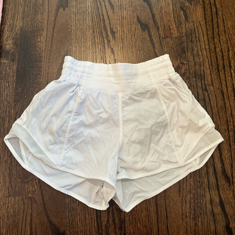 Lulu lemon high waisted hotty hot shorts. Size 2, 4”. White
